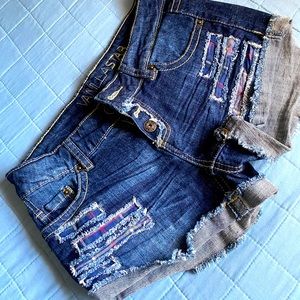 Cute shorts with flannel patching, perfect for summer!